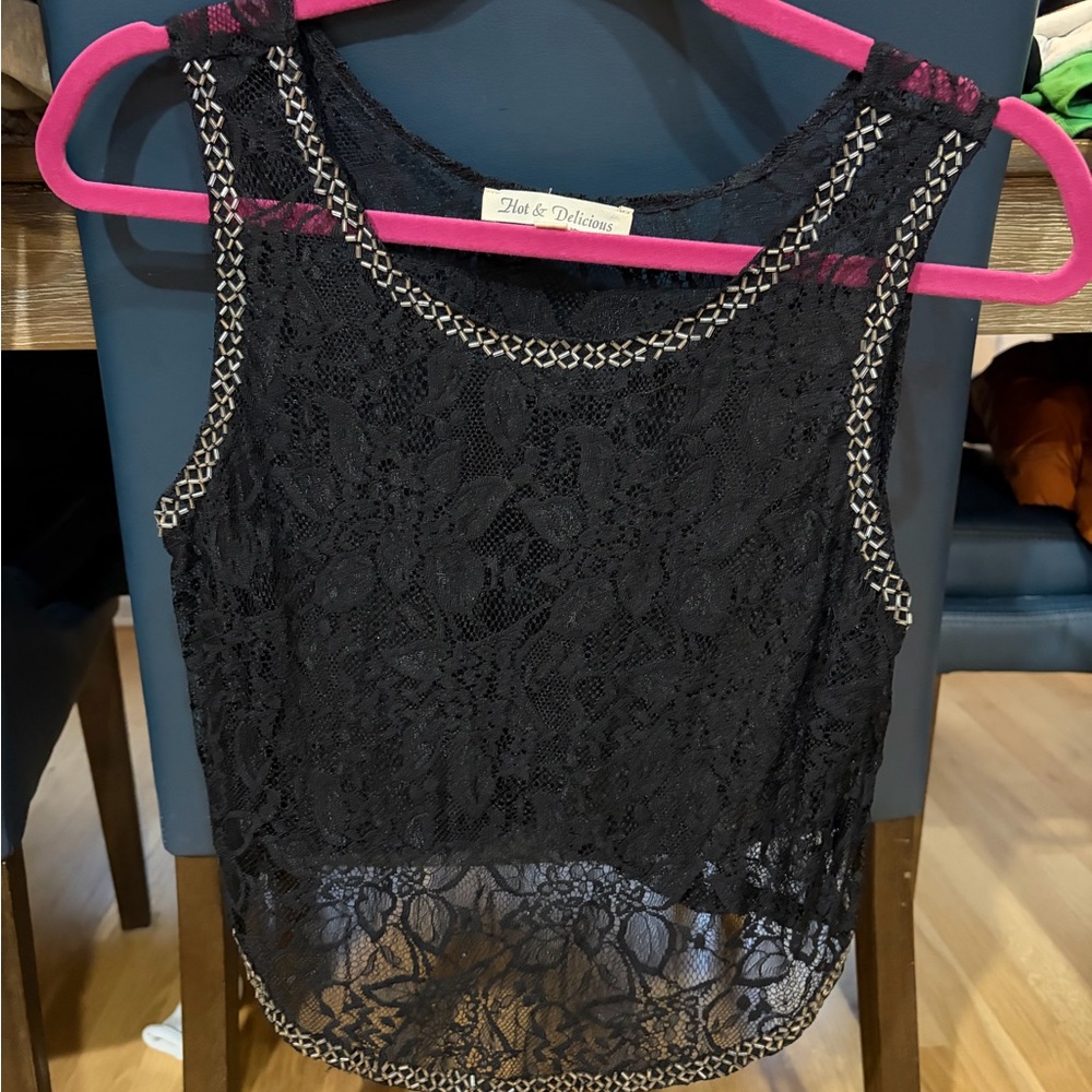 Hot & Delicious Beaded Lace Women's Lace Top
